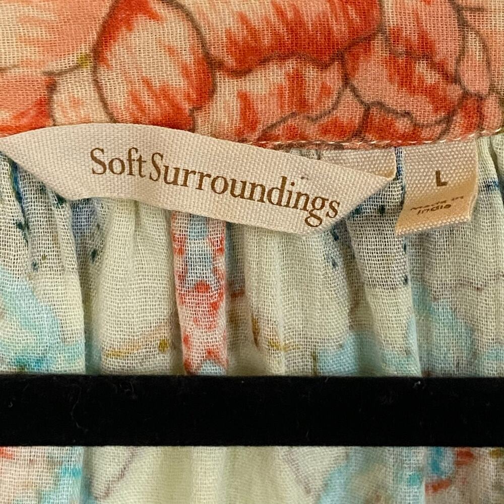 Soft Surroundings Bisonette Gauze Shirt Floral Cotton Button Down Size Large - Picture 5 of 13